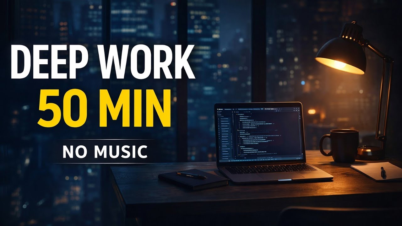Late Night Deep Work – 50 Minutes No Music, No Distraction | Quiet Focus Studio