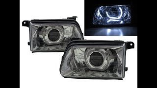 CrazyTheGod Faster MK3 98-02 Facelift  Guide LED Angel-Eye  HID Headlight Chrome for ISUZU LHD