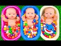 5 Minutes Satisfying Video | Mixing Funny Candy ASMR &amp; Make Up in 3 Bathtubs with Magic M&amp;M's Slime