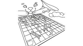 Snakes and Ladders Game Board Drawing Process Friends in the Park