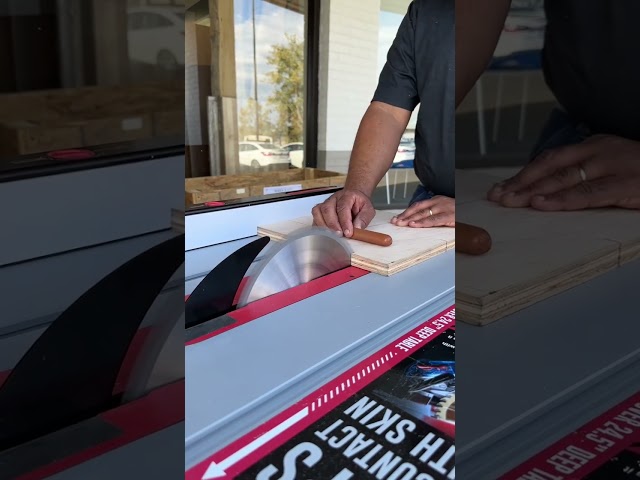 SawStop Table saw hotdog test in slow motion from IWF and Rockler event class=