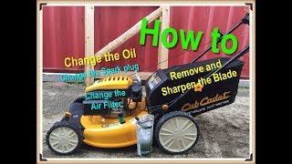 Cub Cadet Mower Maintenance; Change oil, spark plug, air-filter and sharpen blade