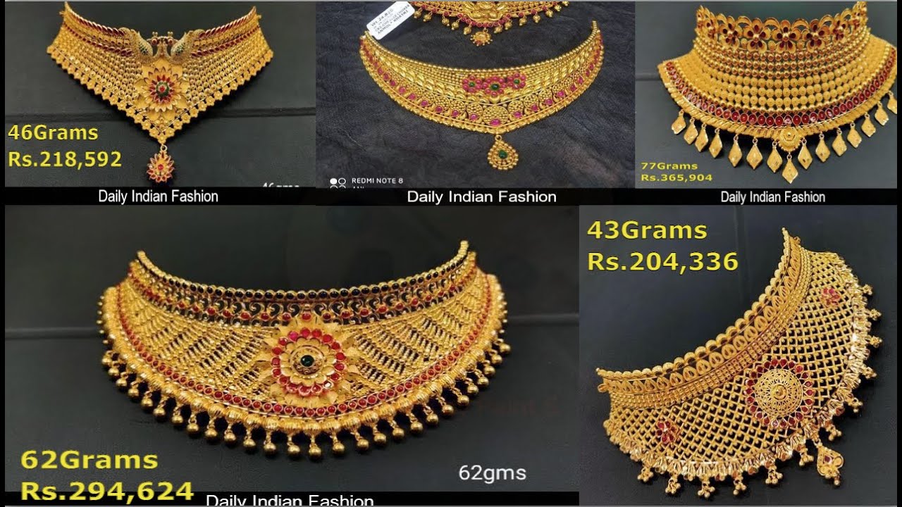 22k Gold Choker Necklace Design with Weight and Price /2022 Beautiful