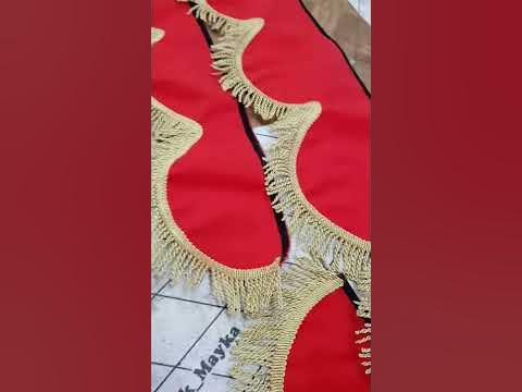 Ламбрекен с уголками красный с бахромой - YouTube
