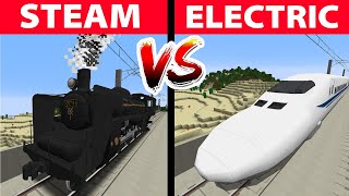 Minecraft Train Race with Eurobeat 2 | Steam vs Electric Train | Minecraft Initial D Meme