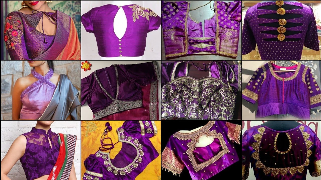 purple blouse designs new model/blouse neck designs/blouse back ...