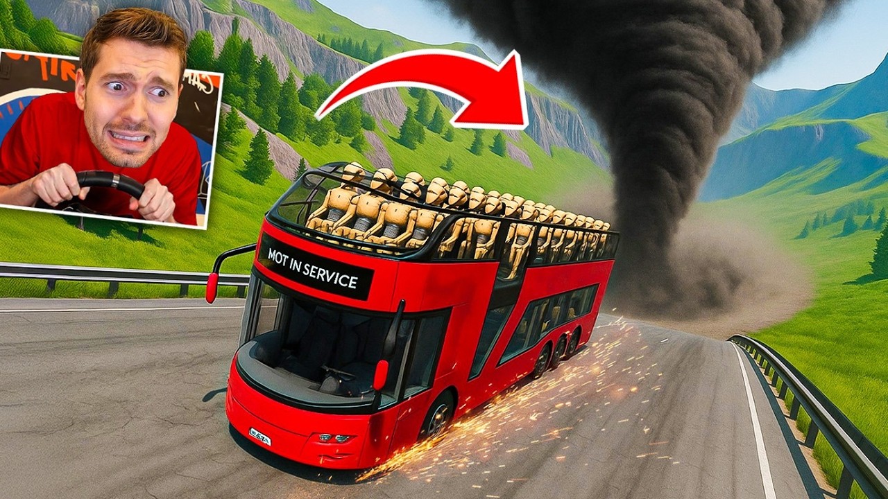 Colocando um ÔNIBUS no TORNADO GIGANTE no BeamNG Drive!