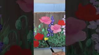 “Flower Garden with Poppies and Larkspur” full tutorial on my channel! 👩‍🎨🌺 #shorts #shortsfeed