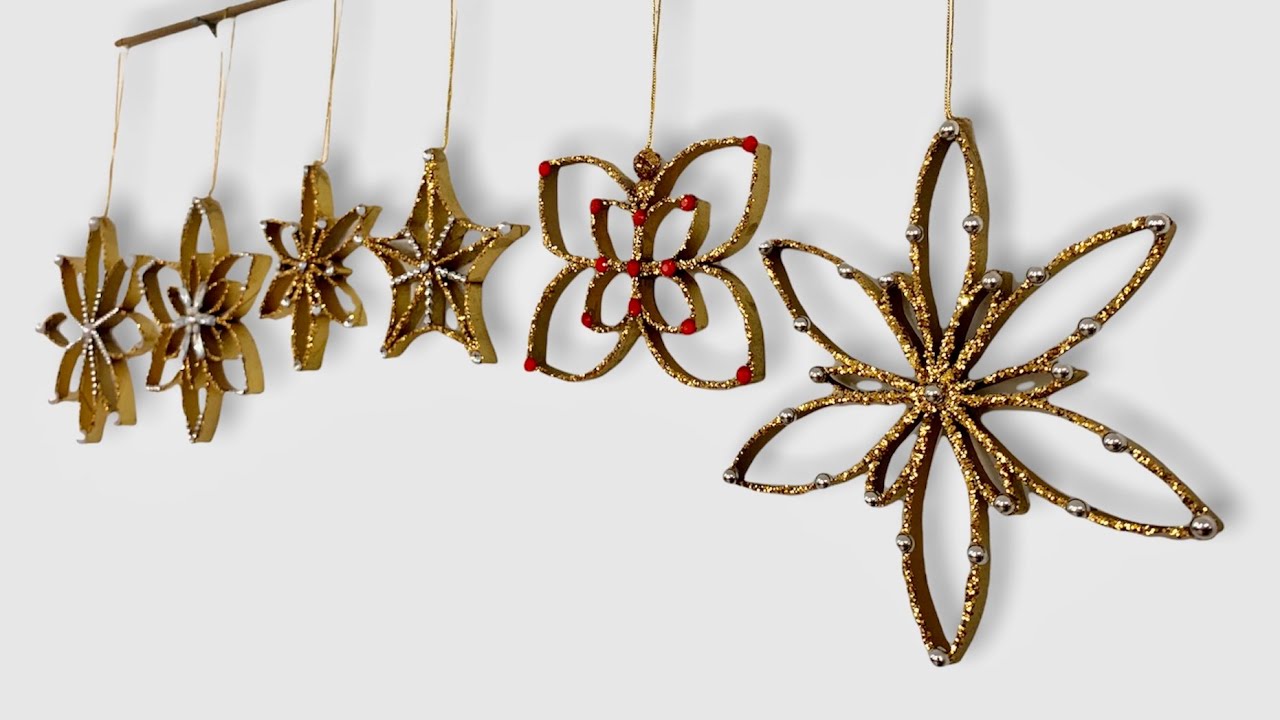 6 рождественских украшений из картонных втулок от туалетной бумаги. Сделай сам. Рождество 2021. П...