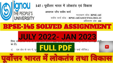 BPSE 145 SOLVED ASSIGNMENT 2022-2023 || #IGNOUStudentsSupport #ignou #inhindi