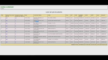 LIST OF CUSTOMER  QUOTATIONS. simpliRP ERP For MSME ERP / SME ERP