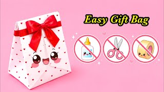 Origami Paper Bag / NO GLUE NO SCISSORS gift bag / easy gift bag ideas without glue 
