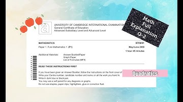 Answer to question 2 of 9709/01/M/J/09 AS level Mathematics CIE