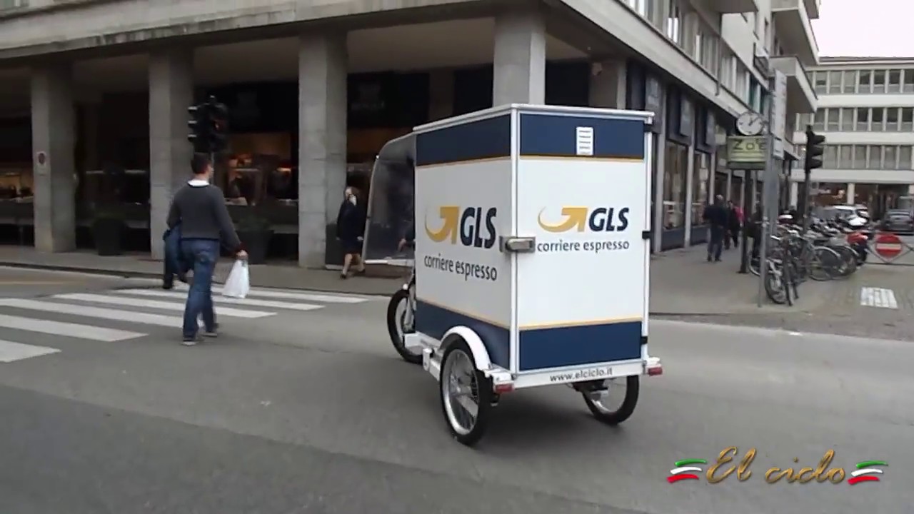 Triciclo elettrico cargo bike GLS Padova - YouTube