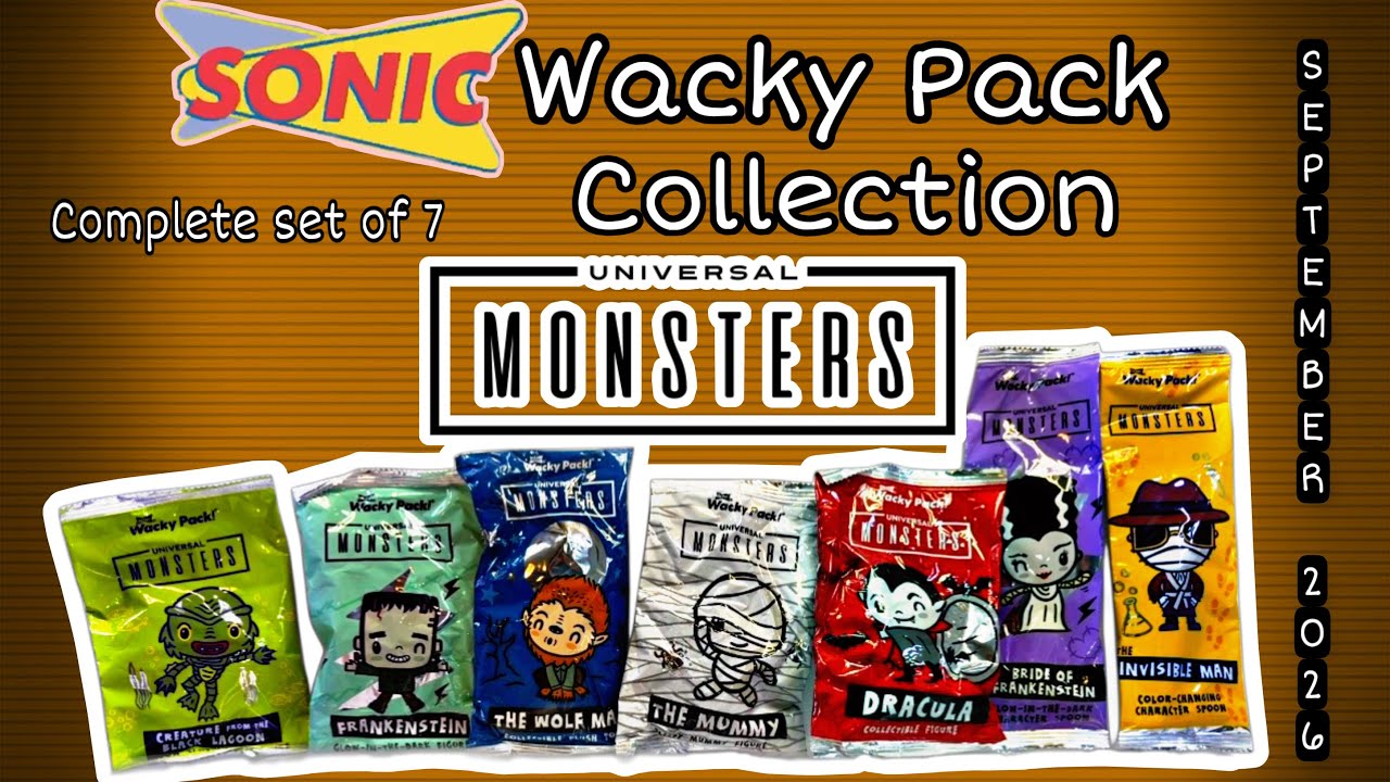2026 UNiVERSAL MONSTERS - SONiC WACKY PACK - Complete Set of 7