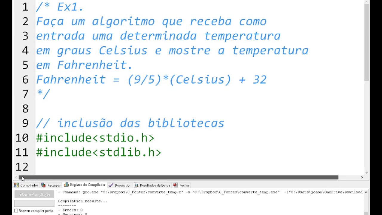 Aula 4 - Exercícios em Linguagem C - YouTube
