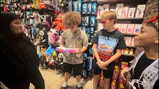 We got caught in the back of Spencer’s!