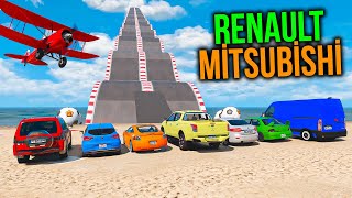 Renault vs Mitsubishi Ailesi Arabalar Kasisli Tırmanma Parkurunda  GTA 5