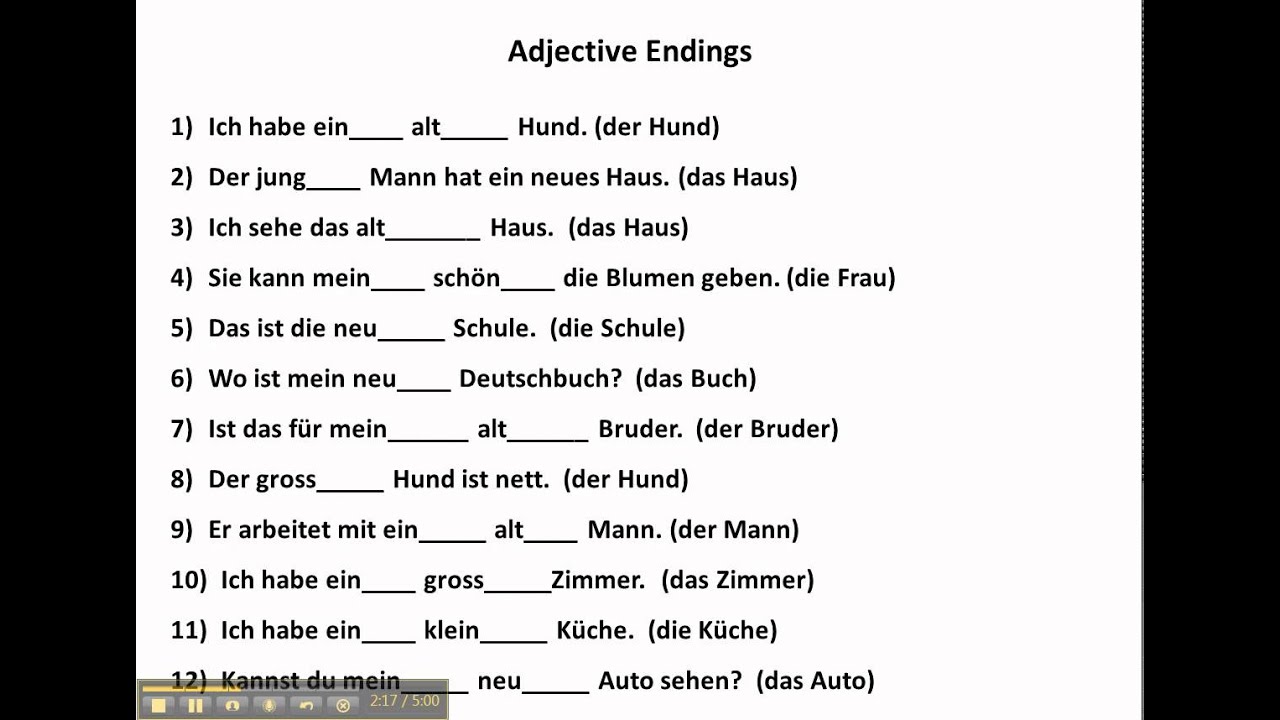 Adjective Exercises With Answers