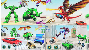 Rhino Robot Truck Robot Car: Helicopter Robot Game - Android Gameplay , By games hole