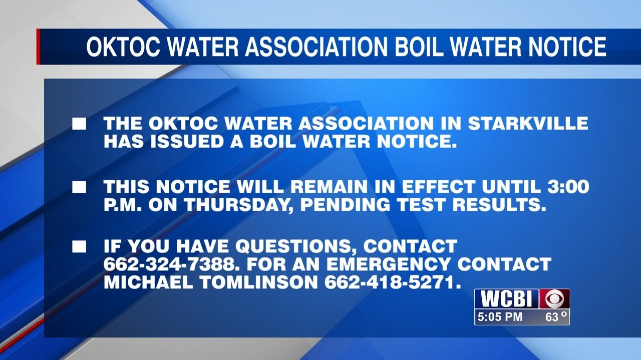 Oktoc Water Association issues a boil water notice in Starkville - YouTube