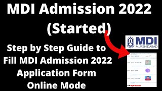 MDI Admission 2022 (Started) - How to Fill Officially MDI Admission 2022 Application Form Online