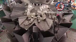 Automatic frozen dumpling multi combination weigher heads vertical bag pouch filling sealing machine