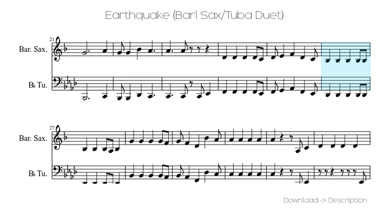 🎶 Earthquake (Bari Sax/Tuba Duet) 🎸🎸 YouTube