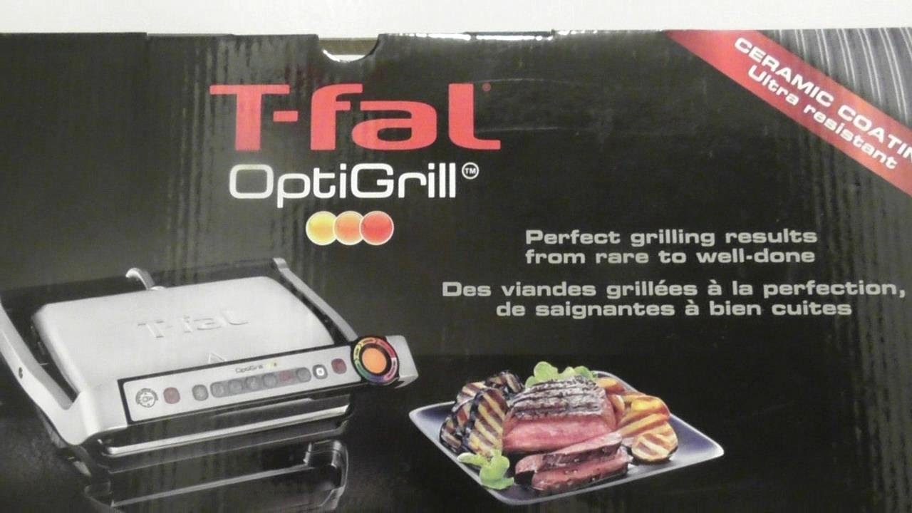 T-Fal GC702 OptiGrill Stainless Steel Indoor Electric Grill with Removable and Dishwasher