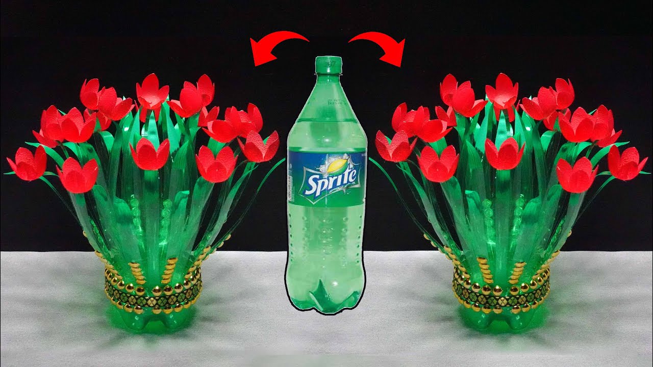 Beautiful Flower from Sprite Bottle | Plastic bottle craft ideas | Ide Kreatif Botol Sprite