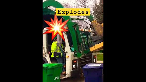 Waste Management Truck Explodes #fire #truck #driving #shorts #garbage #cdl #freightliner #driver