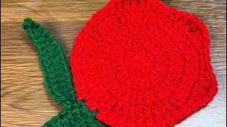 Crochet Tulip Coaster , coaster flower #handmade #crochet #knitting ing