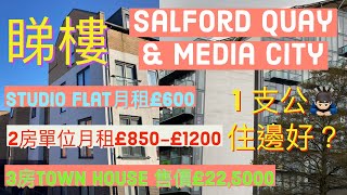 英國 Manchester 曼城睇樓 Salford Quay & MediaCity 3房 Town House   2房Flat   Studio Flat #SALFORD #MEDIACITY