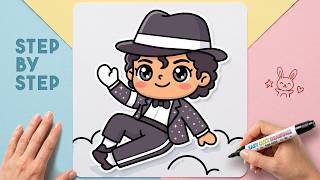 How to Draw Cute Michael Jackson Billie Jean - Easy Step by Step for Kids