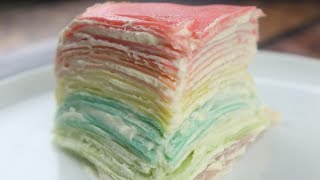 Rainbow Crepe Cake | How To Make Easy Rainbow Crepe Cake