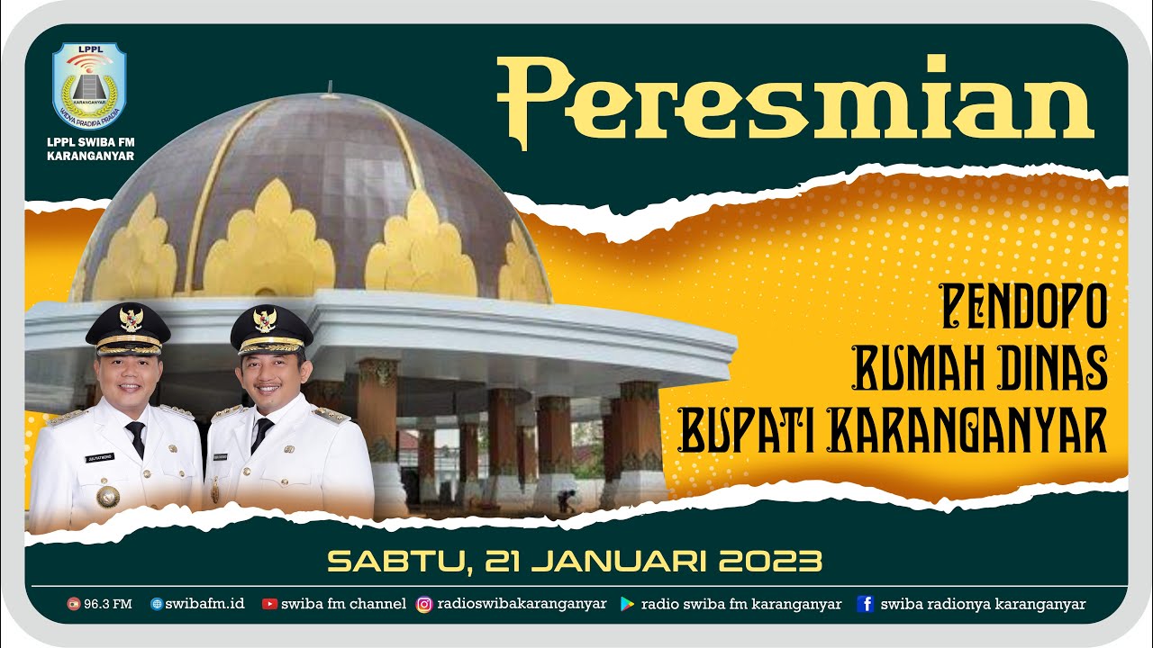 🔴LIVE PERESMIAN PENDOPO RUMAH DINAS BUPATI KARANGANYAR YouTube