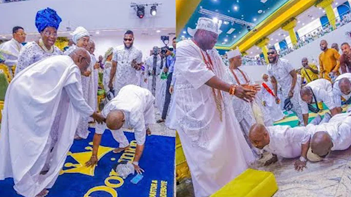 SPOT THE DIFFERENCE: HOW MC OLUOMO GREETS OLUSEGUN OBASANJO AND OONI OF IFE