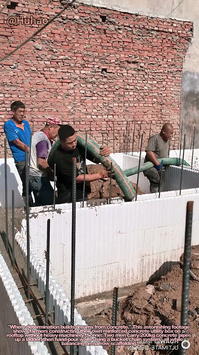 DIY Concrete Work: Farmers Build Rooftop Reinforced Box Alone!