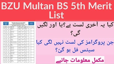 BZU 5th merit list 2021|BZU Merit lists 2021|Students News