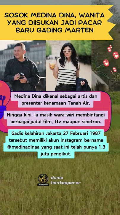 Sosok Medina Dina, Wanita yang Diisukan Jadi Pacar Baru Gading Marten #duniakontemporer #shorts