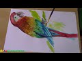 Pintando una linda Guacamaya con acuarelas; pitando guacamaya con ecolines. screaming macaw