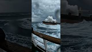 A ship stuck into the ocean waves 🚢🤯 #storm #ocean #ship #military