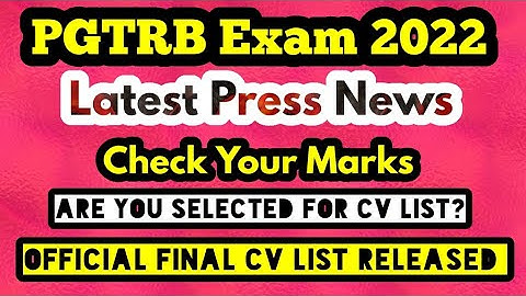 PGTRB Chemistry final official CV list released| Check Your Marks and selection list|1120 Candidate