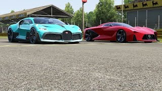 Bugatti Divo vs Nissan 2020 Concept Vision GT at Monza Full Course Bugatti Divo Vs Vision Gt