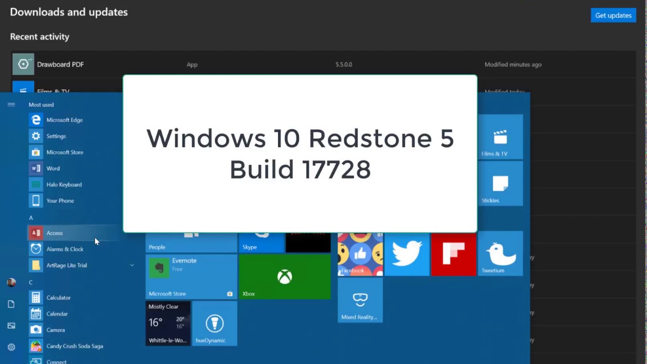 Hands On With Windows 10 Redstone 5 Build 17728 Youtube