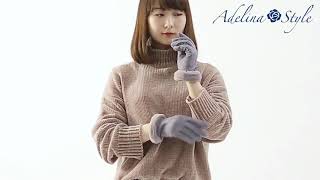 Adelina Style レディース用手袋 右人差し指タッチパネル対応 ファー付手袋