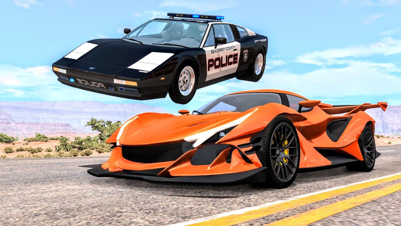 Crazy Police Chases  96   BeamNG Drive Crashes