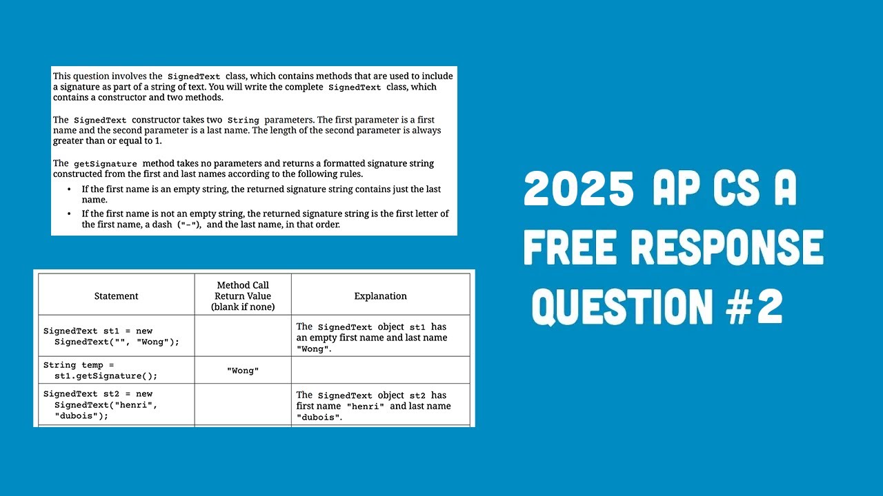 2025 AP Computer Science A FRQ #2 - YouTube