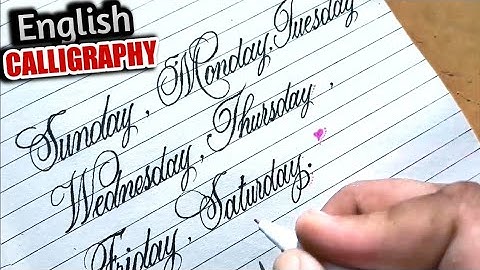 Learn days of the week with spelling in Beautiful Cursive Handwriting calligraphy