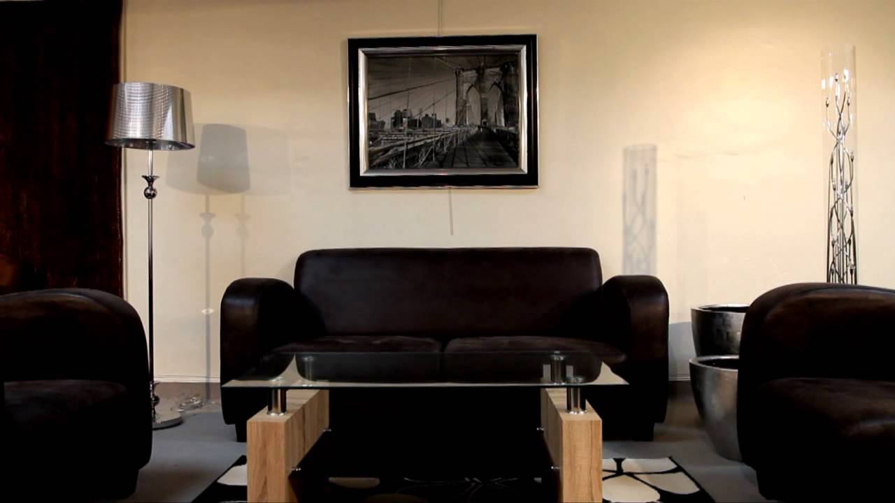 Ensemble club canapé et fauteuil tissu gris foncé modèle ...